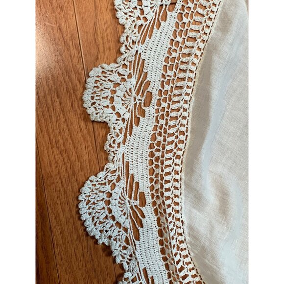 Handmade Round Lace Tablecloth with Intricate Crochet Details White 36 Inches - Picture 2 of 11